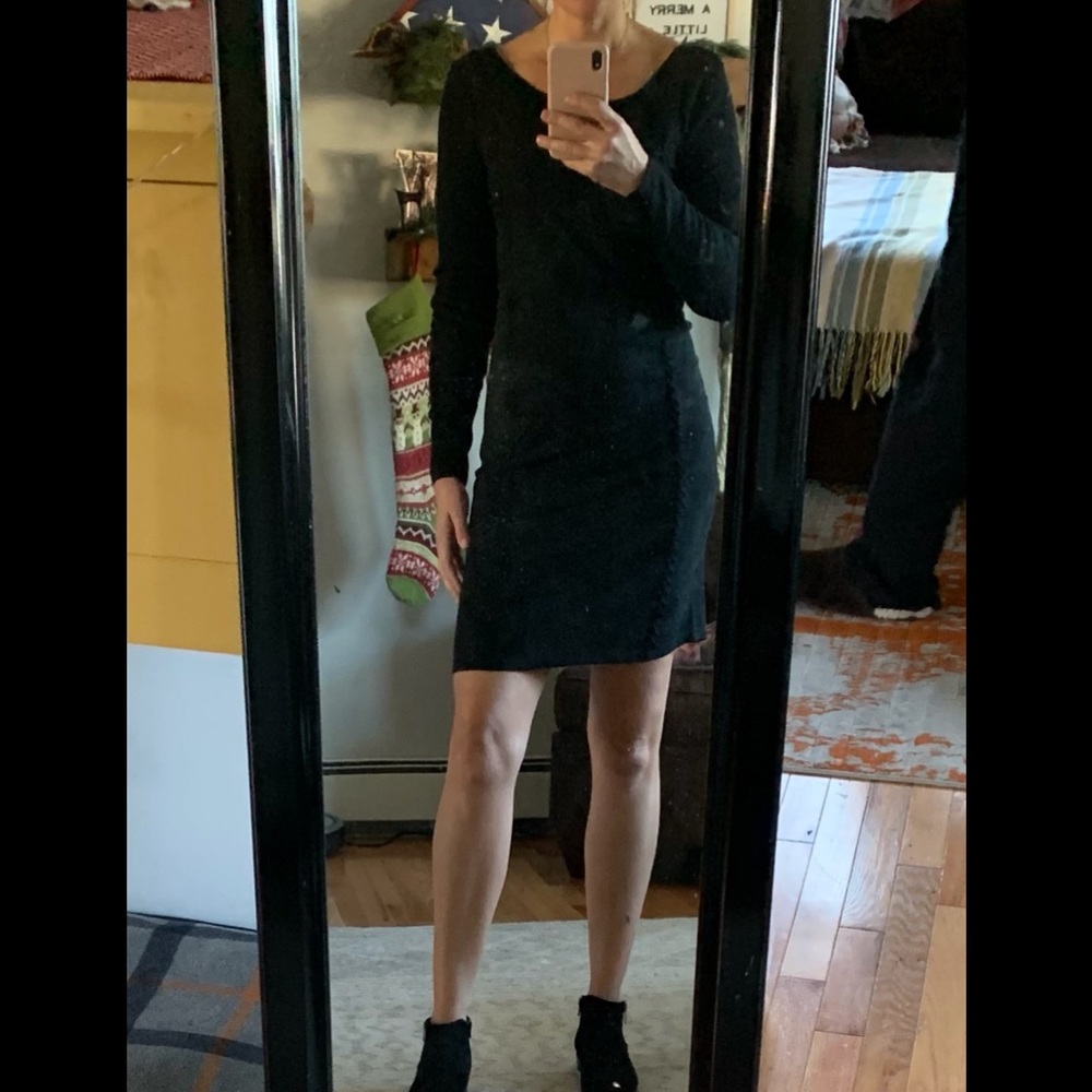 INC Black Faux Suede Sweater Midi dress Sz SM NWOT - Picture 5 of 10